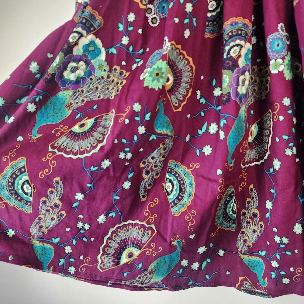 Banned Apparel Frankie Peacock Skirt Women's Small Bordeaux Purple Pleated NWT - Picture 3 of 7